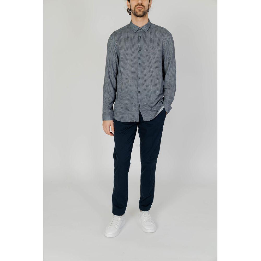 Armani Exchange Gray Viscose Shirt Armani Exchange Light Gray