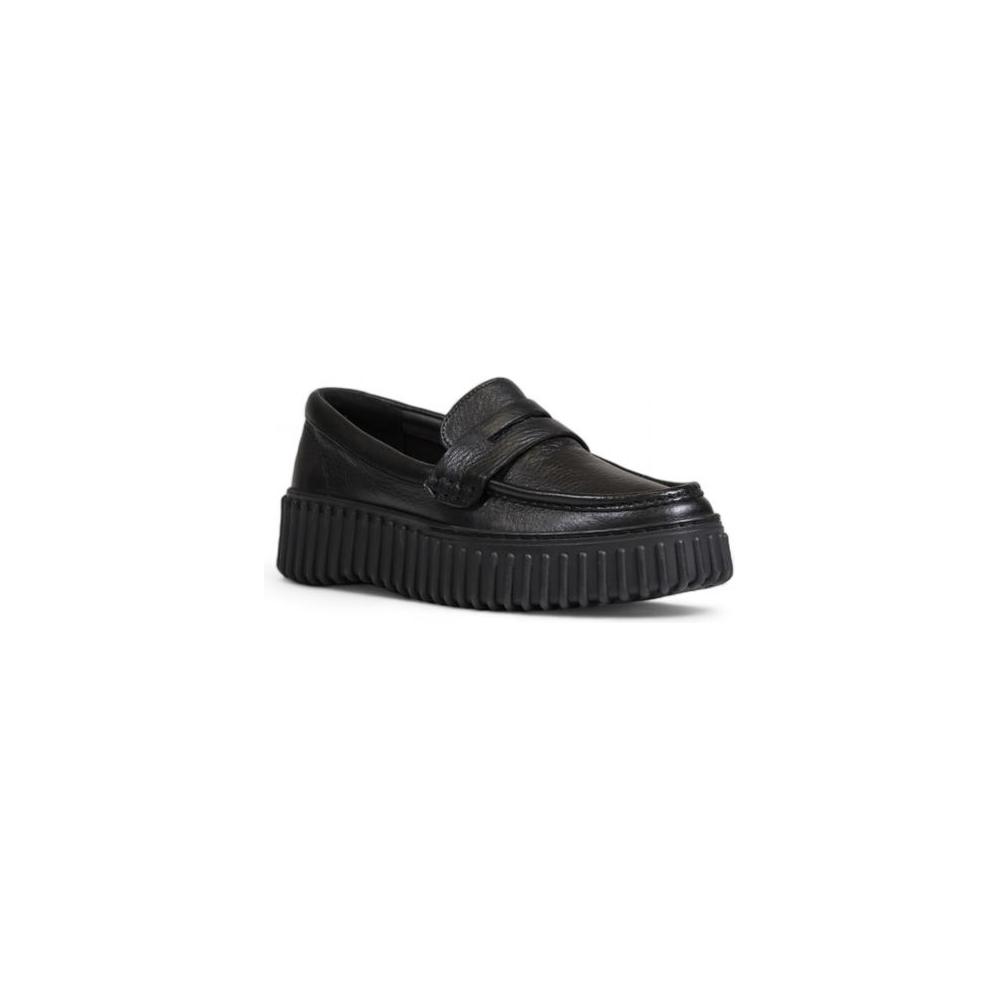 Clarks Black Leather Flat Shoe
