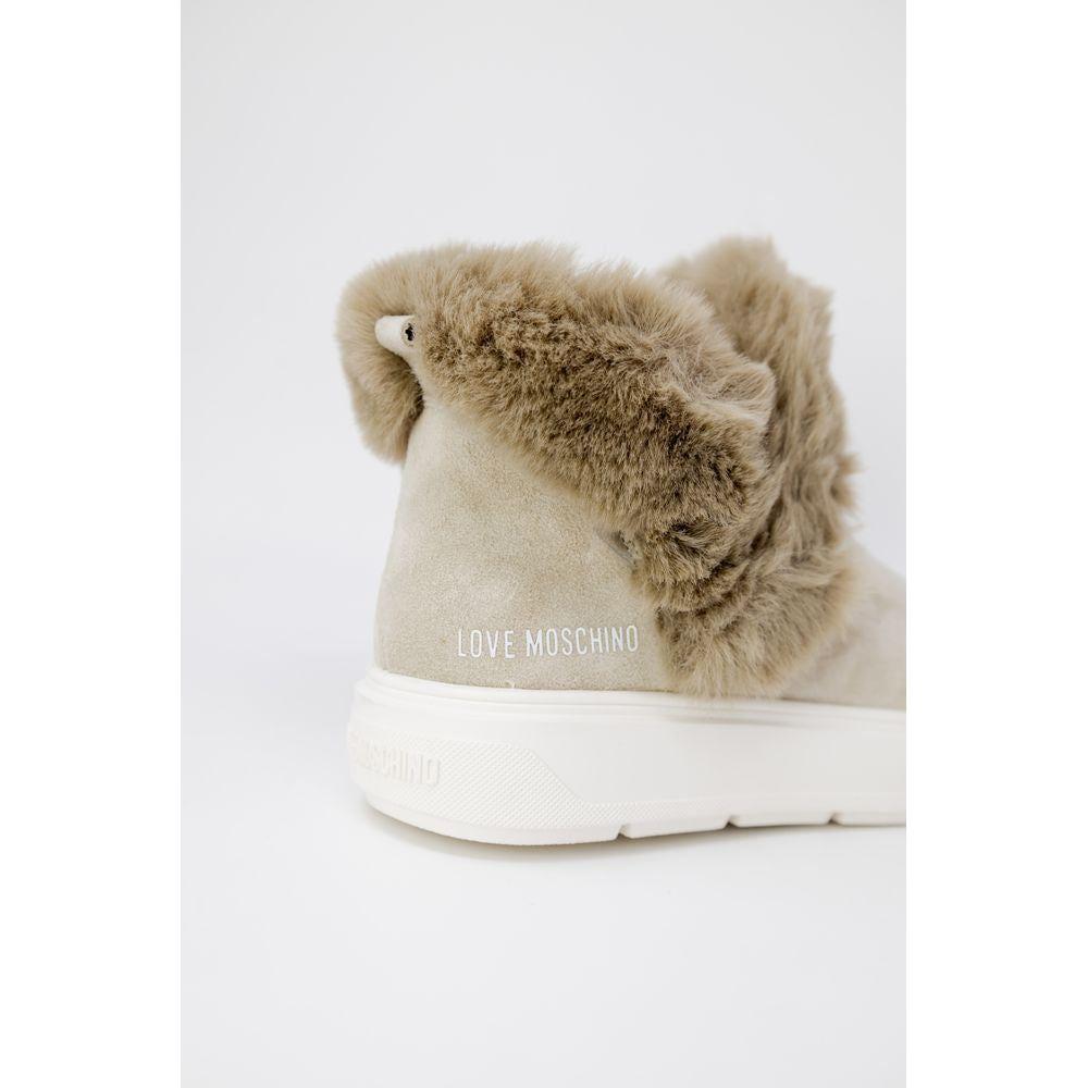 Love Moschino Beige Leather Sneaker Love Moschino Light Gray