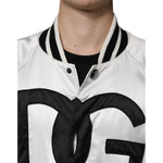 Dolce & Gabbana White Polyester Logo Full Zip Bomber Jacket JKT3867-50