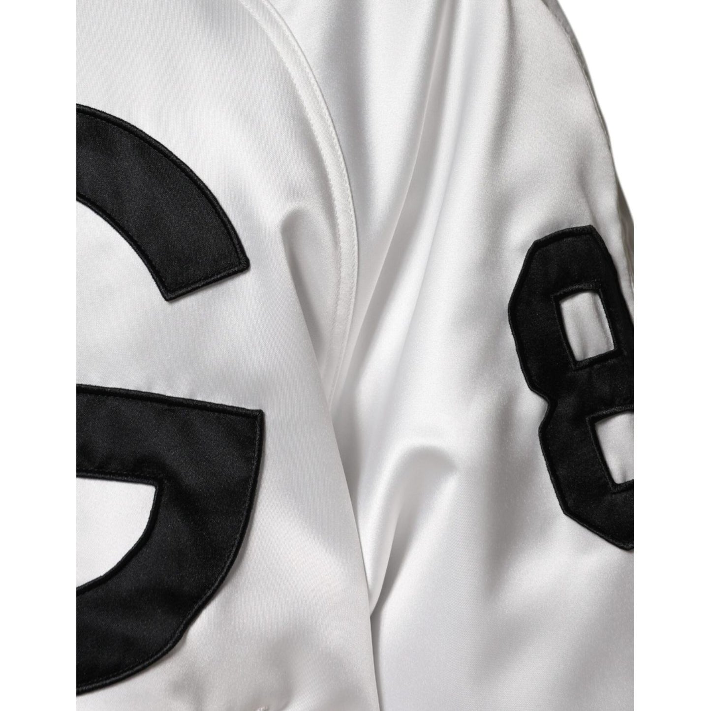 Dolce & Gabbana White Polyester Logo Full Zip Bomber Jacket JKT3867-50