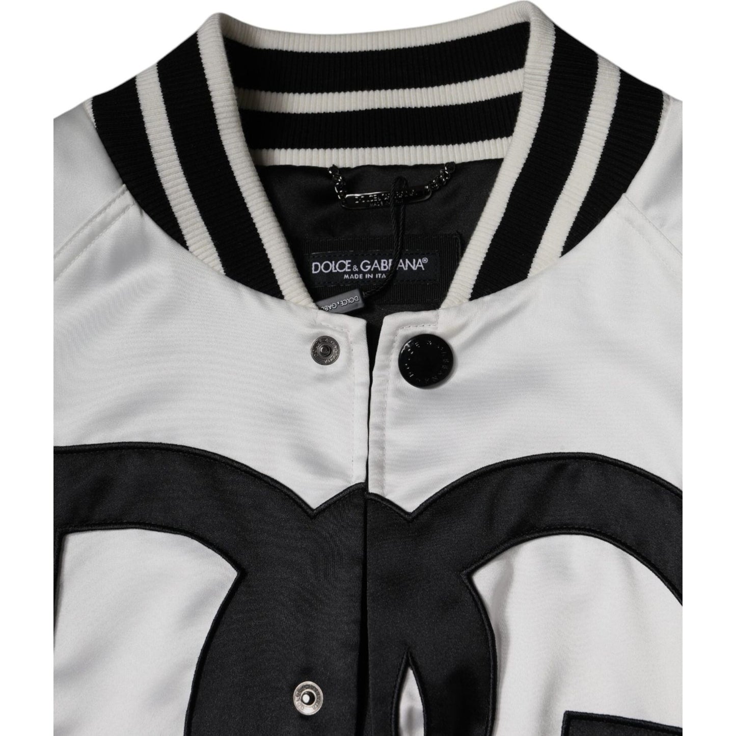 Dolce & Gabbana White Polyester Logo Full Zip Bomber Jacket JKT3867-50