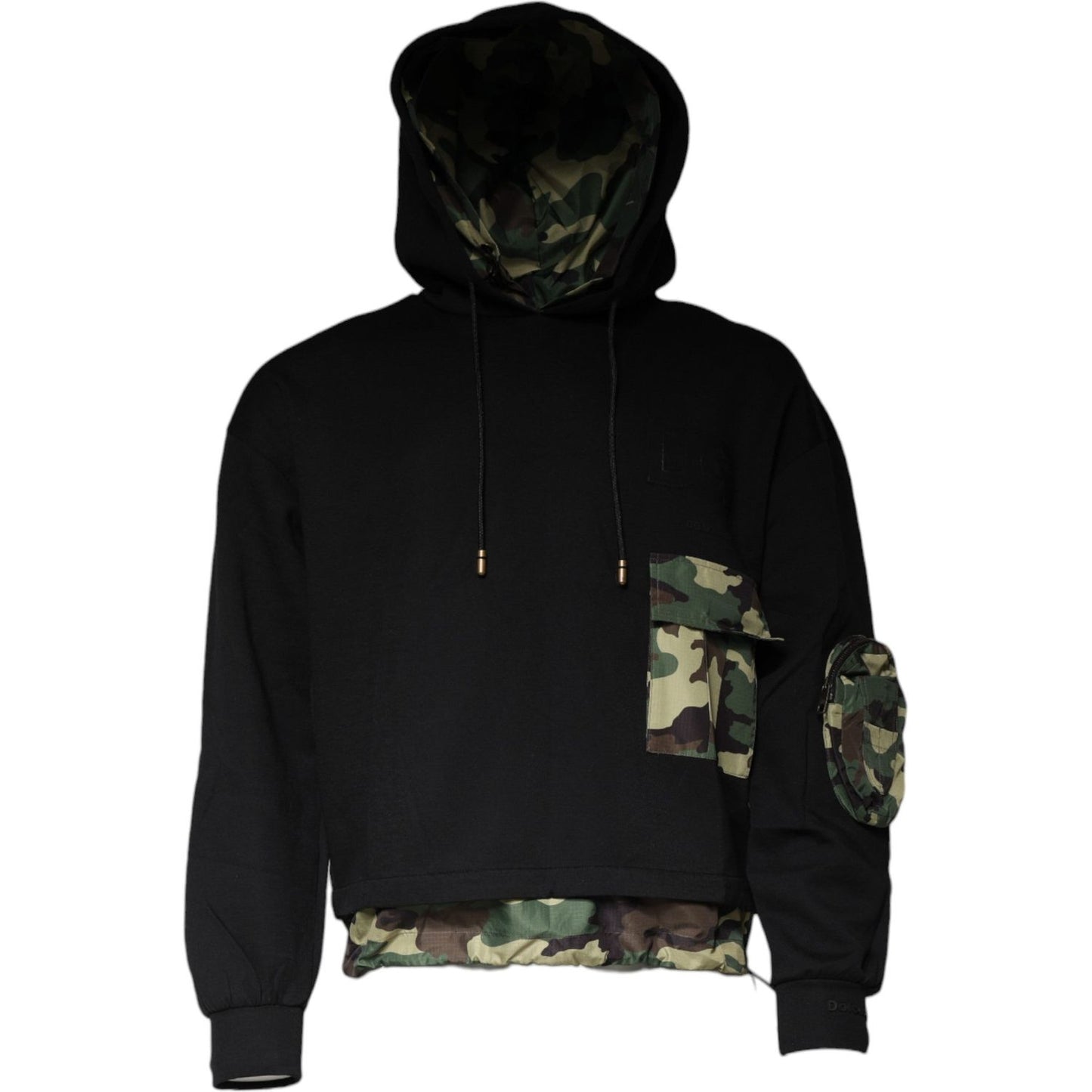 Dolce & Gabbana Black Pocket CottonHooded Sweatshirt Sweater TSH87003-46