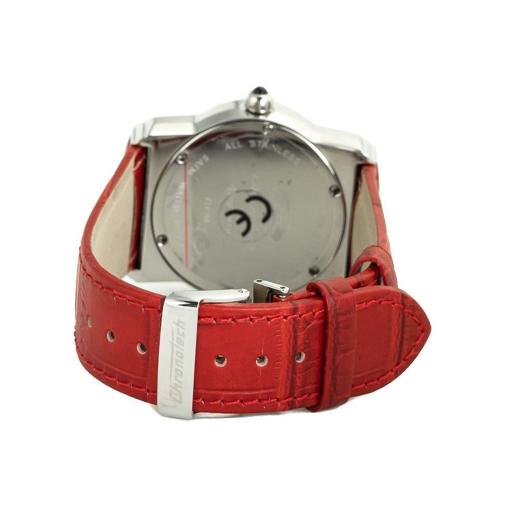 Chronotech Red Leather Dress Watch