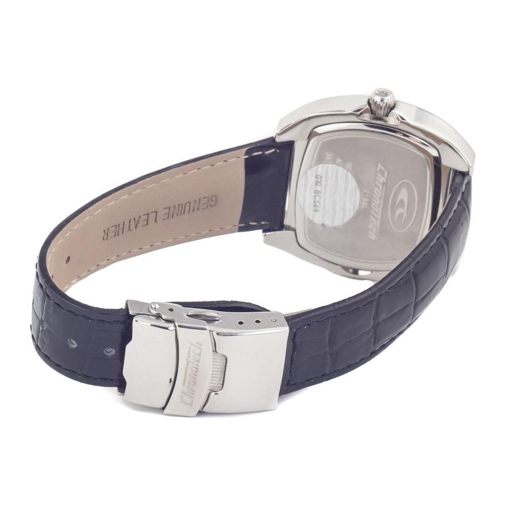 Chronotech Black Leather Dress Watch