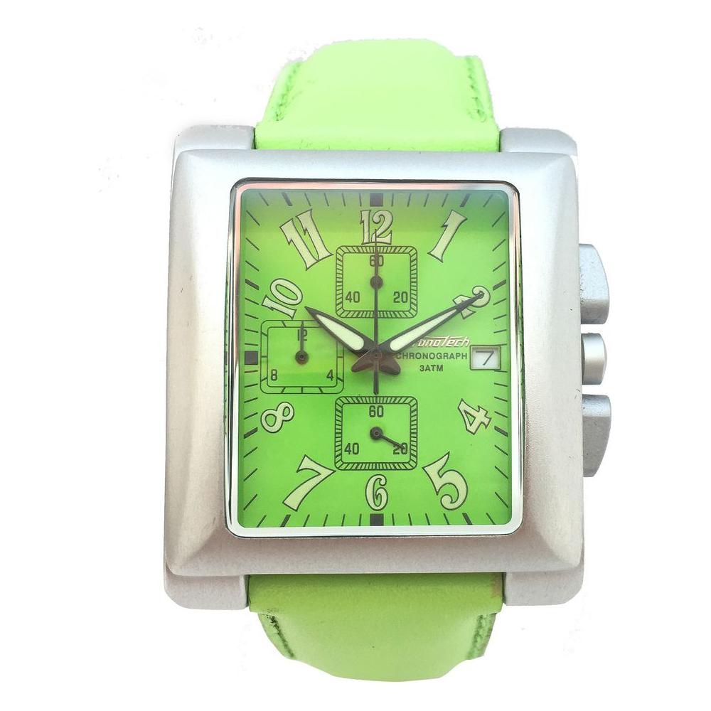 Chronotech Green Leather Watch