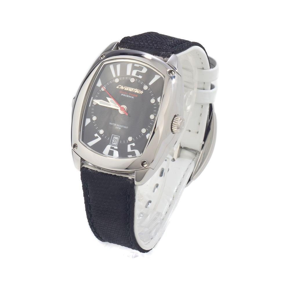 Chronotech Black Leather Dress Watch