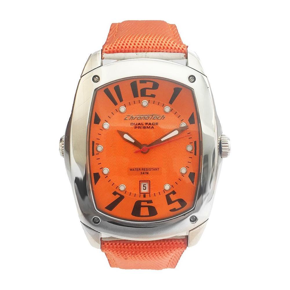 Chronotech Orange Leather Watch