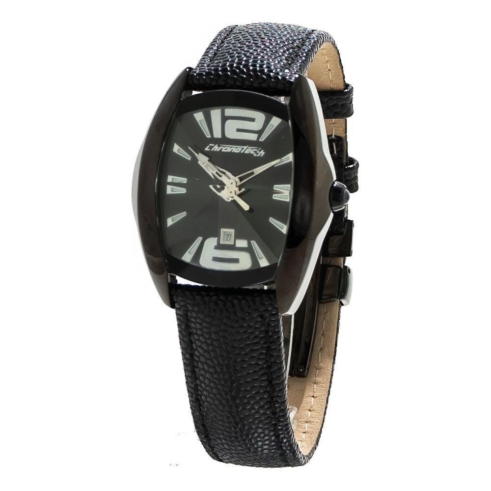 Chronotech Black Leather Dress Watch