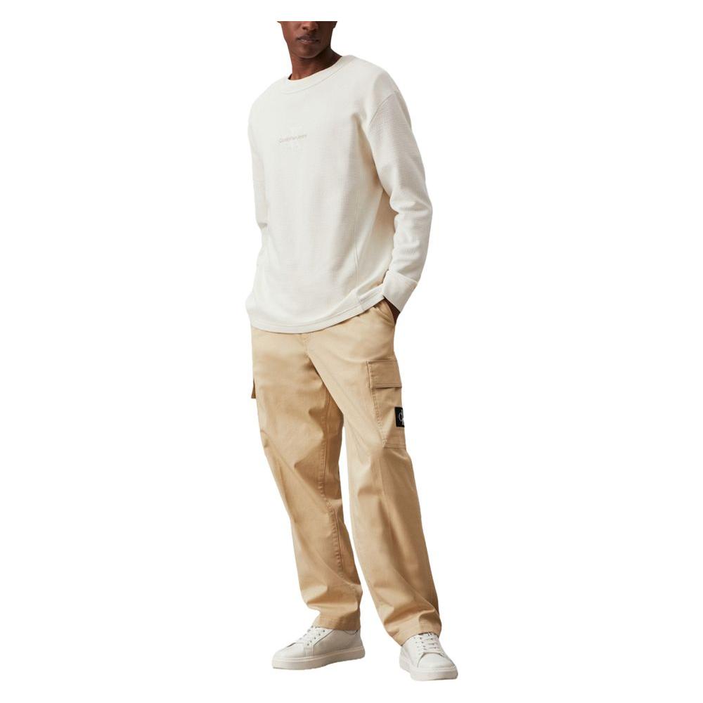 Calvin Klein Jeans Beige Recycled Cotton Jeans & Pant Calvin Klein Jeans Light Gray