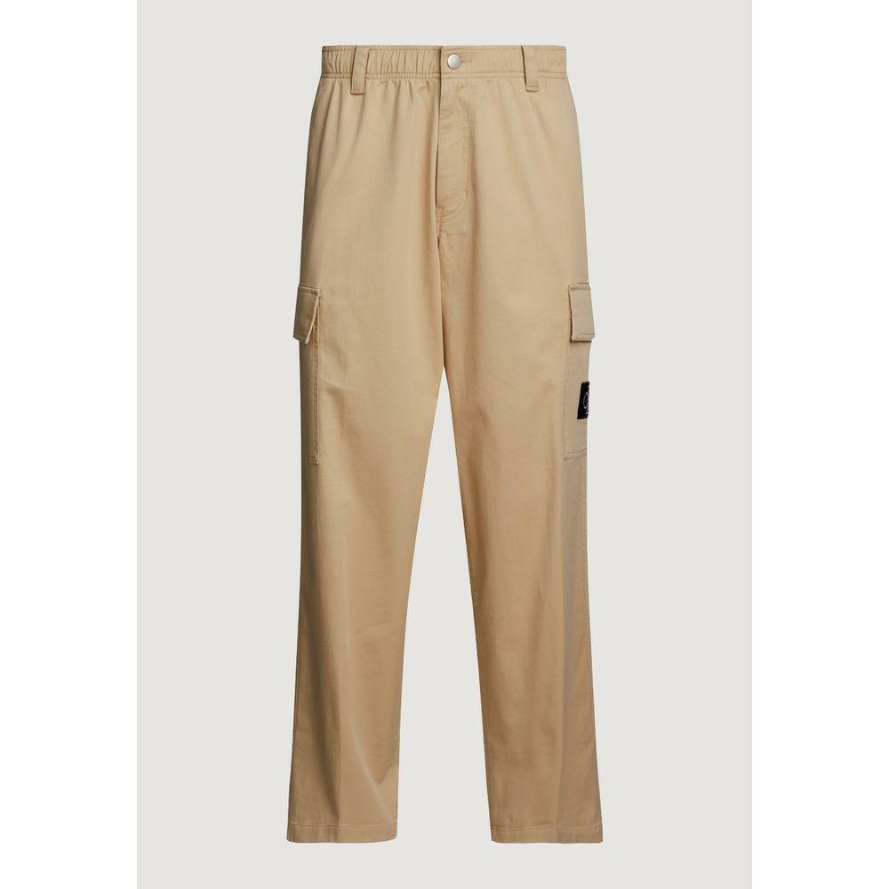 Calvin Klein Jeans Beige Recycled Cotton Jeans & Pant Calvin Klein Jeans Light Gray