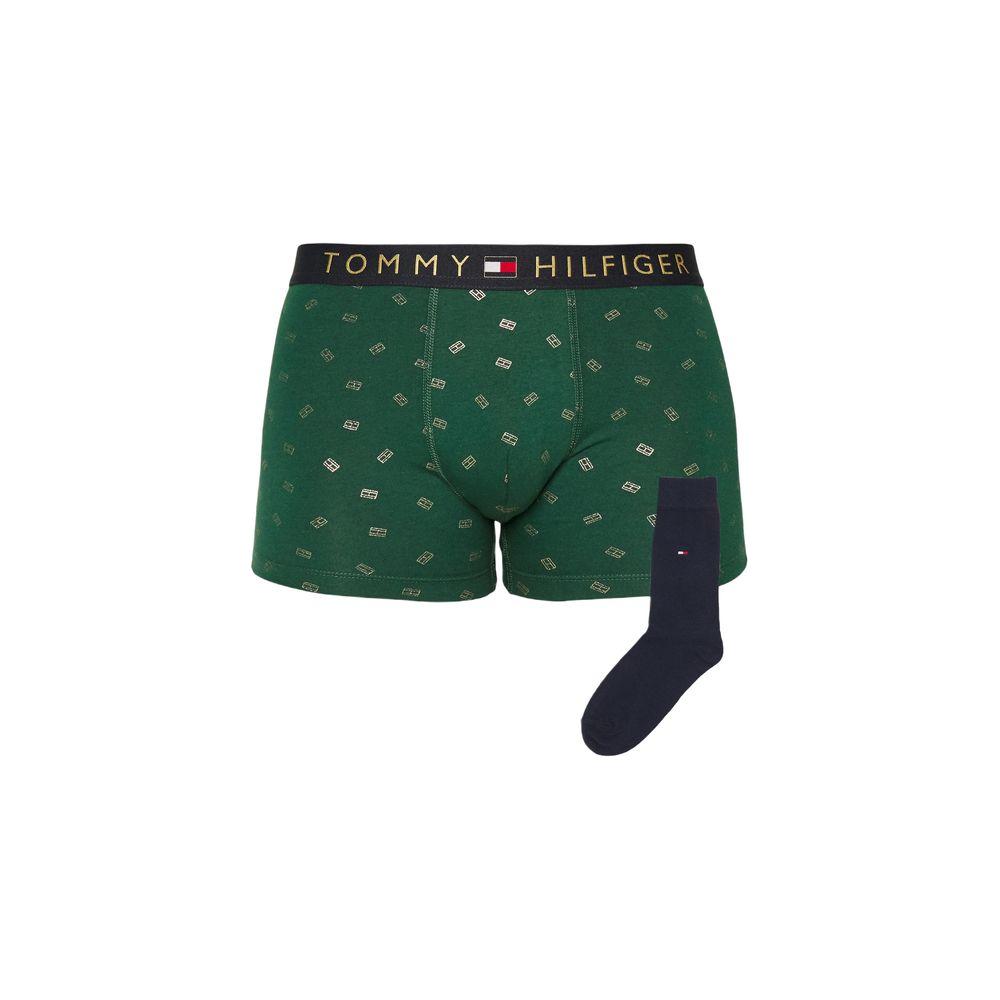 Tommy Hilfiger green cotton men's boxer shorts, Fall/Winter collection, featuring 95% cotton and 5% elastane for comfort.