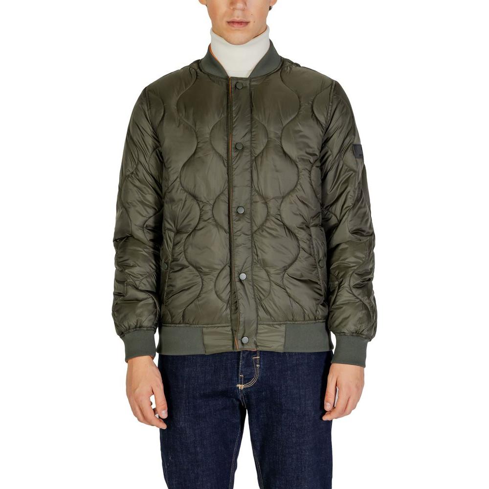 Gianni Lupo green polyamide jacket for men, ideal for fall and winter collections, featuring a stylish design and durable fabric.