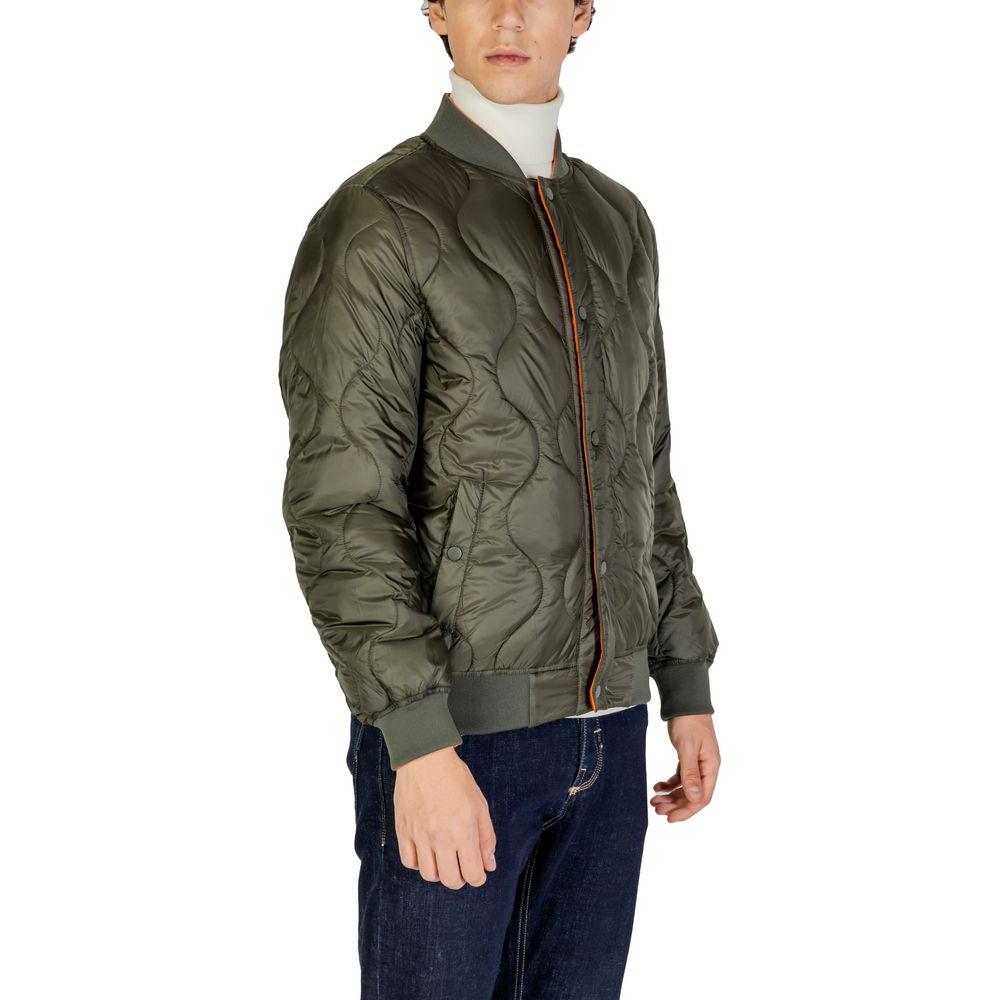 Gianni Lupo green polyamide jacket for men, fall/winter collection, featuring a quilted design and zip closure.