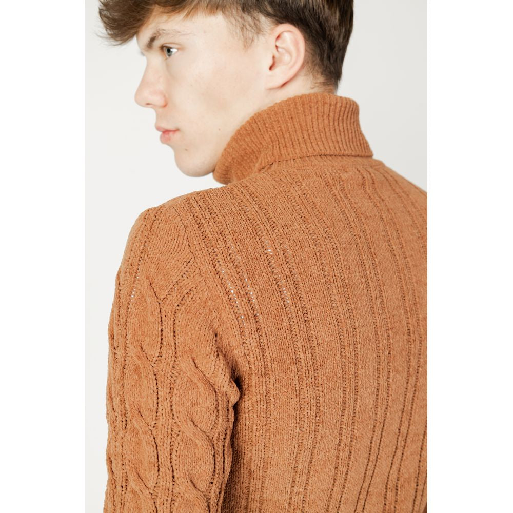 Gianni Lupo Brown Synthetic Turtleneck