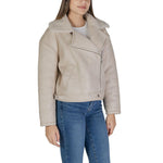 Vila Clothes Beige Artificial Leather Jackets & Coat VI-15725802507-IT38|XS