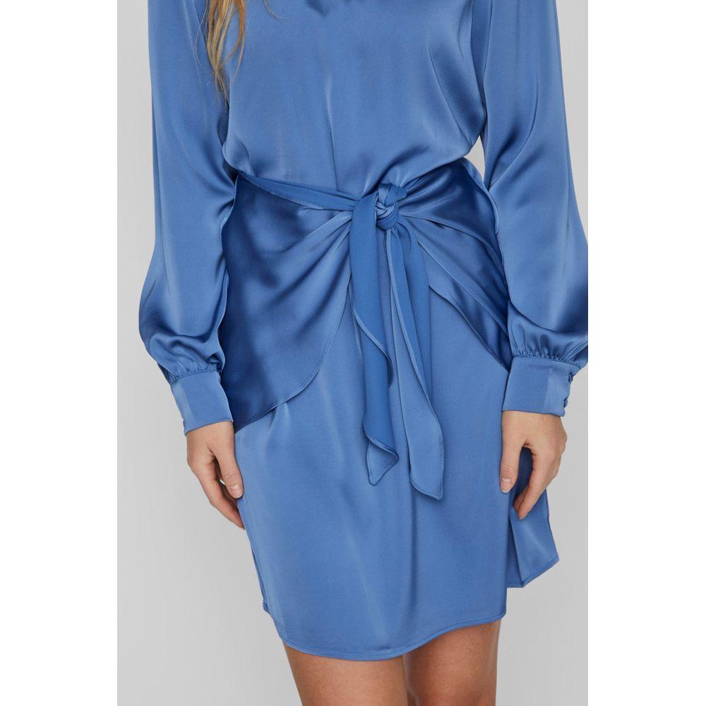 Vila Clothes blue recycled polyester dress, women's short spring/summer collection, sustainable fashion.