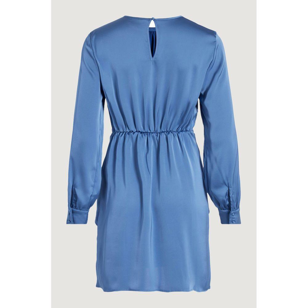 Vila Clothes Blue Recycled Polyester Women’s Short Dress, Spring/Summer Collection, Eco-Friendly Fashion