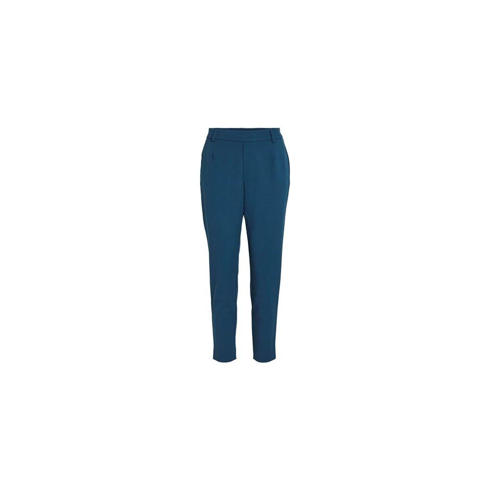 Vila Clothes women's blue cigarette pants for fall/winter, made from 66% polyester, 28% viscose, 6% elastane; trendy and comfortable.