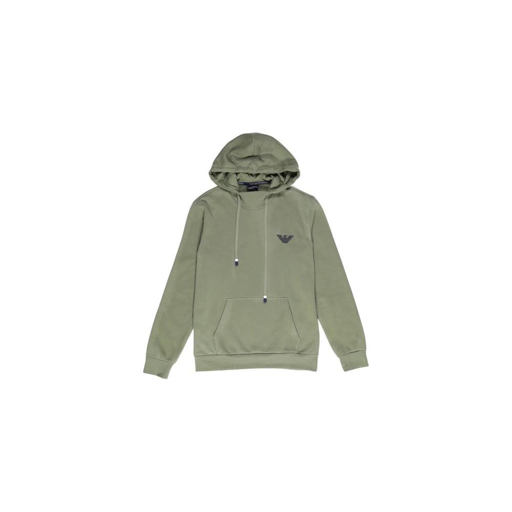Emporio Armani Underwear green cotton sweater with logo, ideal for casual style and comfort, made from cotton-polyester blend.