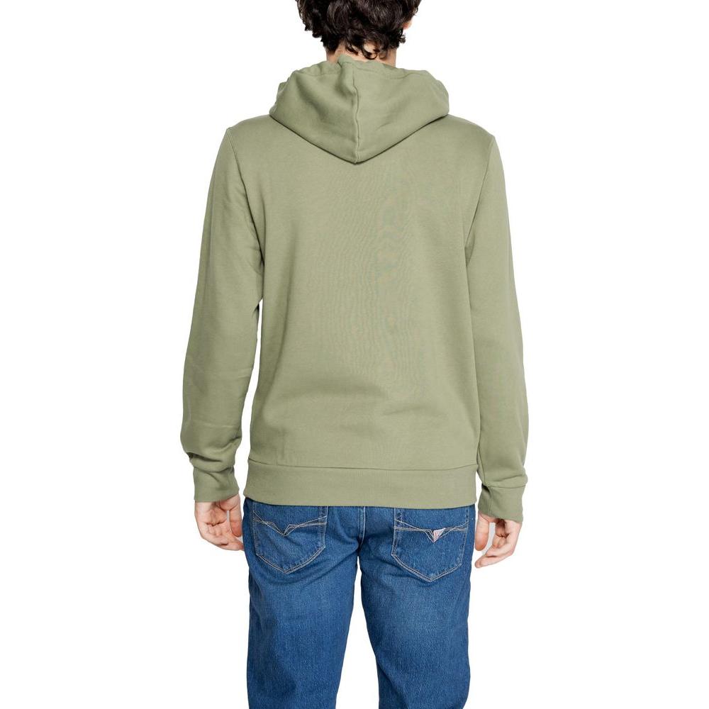 Back view of Emporio Armani Underwear green cotton hoodie, showcasing modern design and comfort for casual wear.