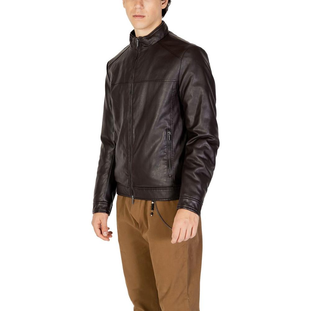 Hamaki-Ho brown viscose jacket for men, fall/winter collection; stylish outerwear with 60% viscose and 40% polycarbonate composition.