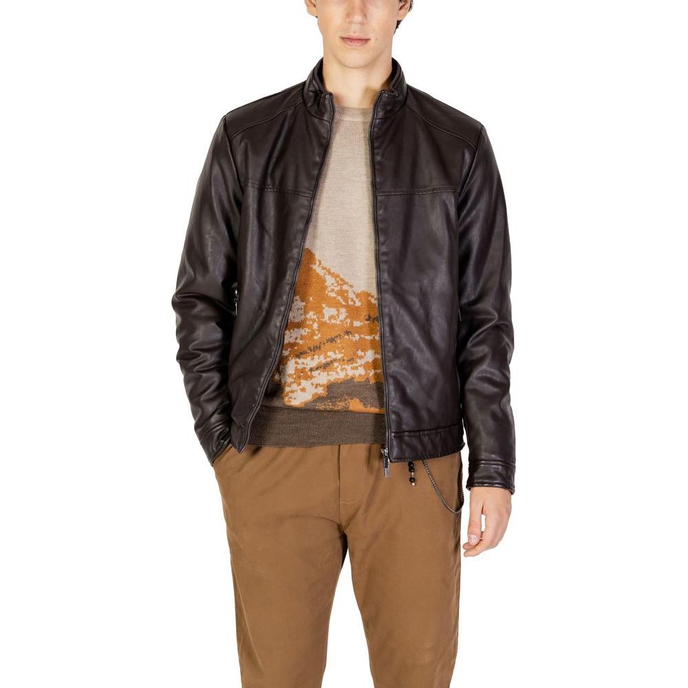 Hamaki-Ho brown viscose jacket for men, fall/winter collection, made of 60% viscose and 40% polycarbonate, stylish and warm outerwear.