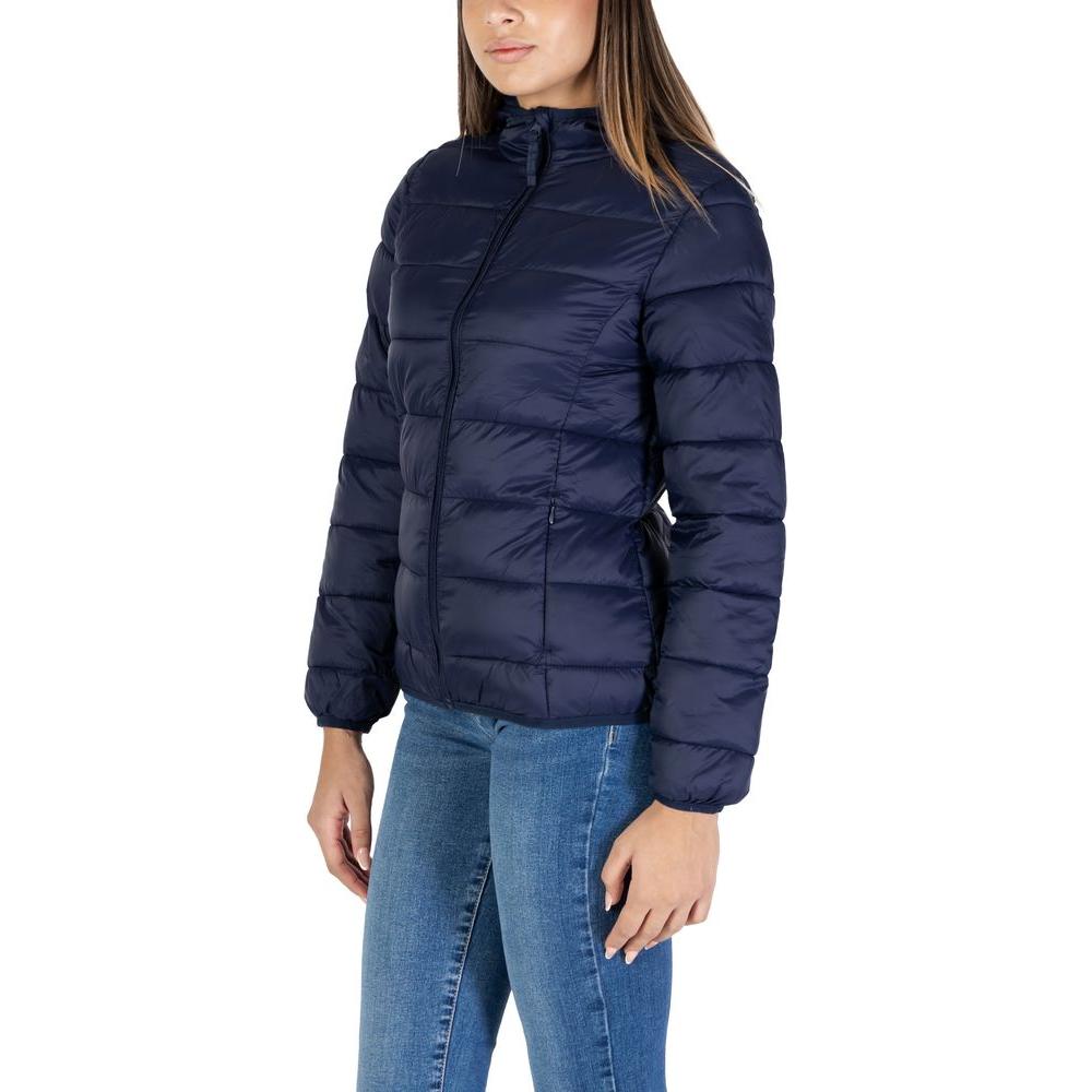 B.Young blue nylon women's jacket from Fall/Winter collection, showcasing stylish and warm outerwear with 100% nylon composition.