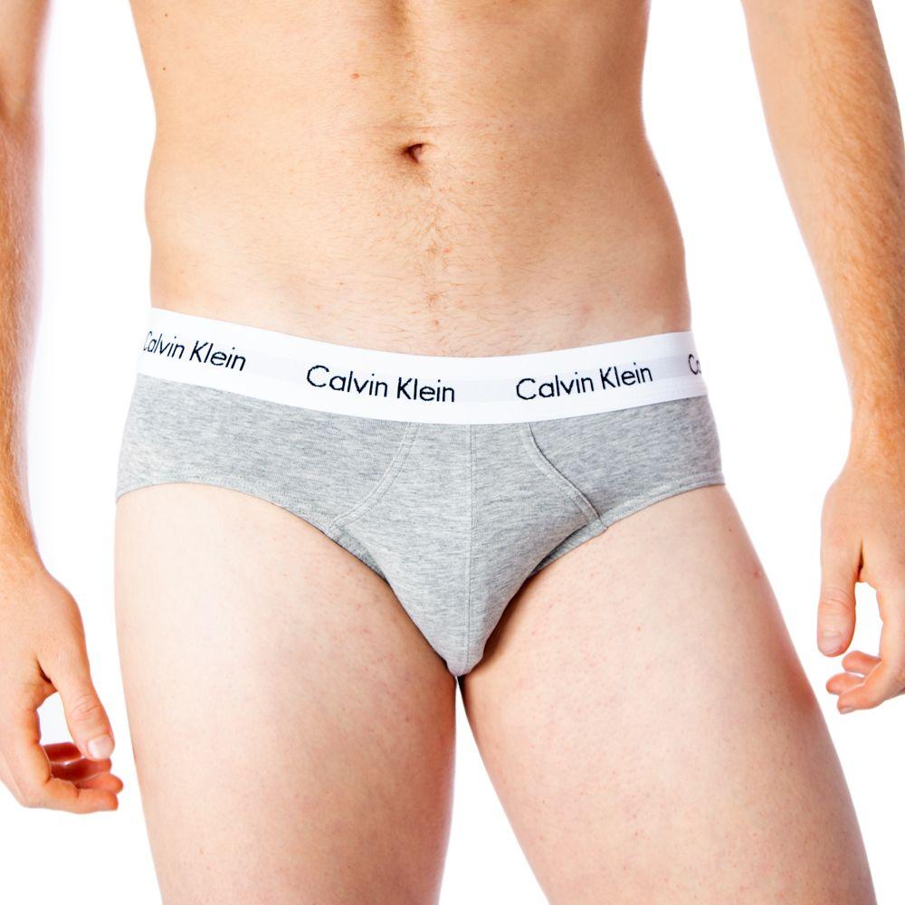 Calvin Klein gray cotton men's briefs with logo waistband, showcasing comfort and elegant style.