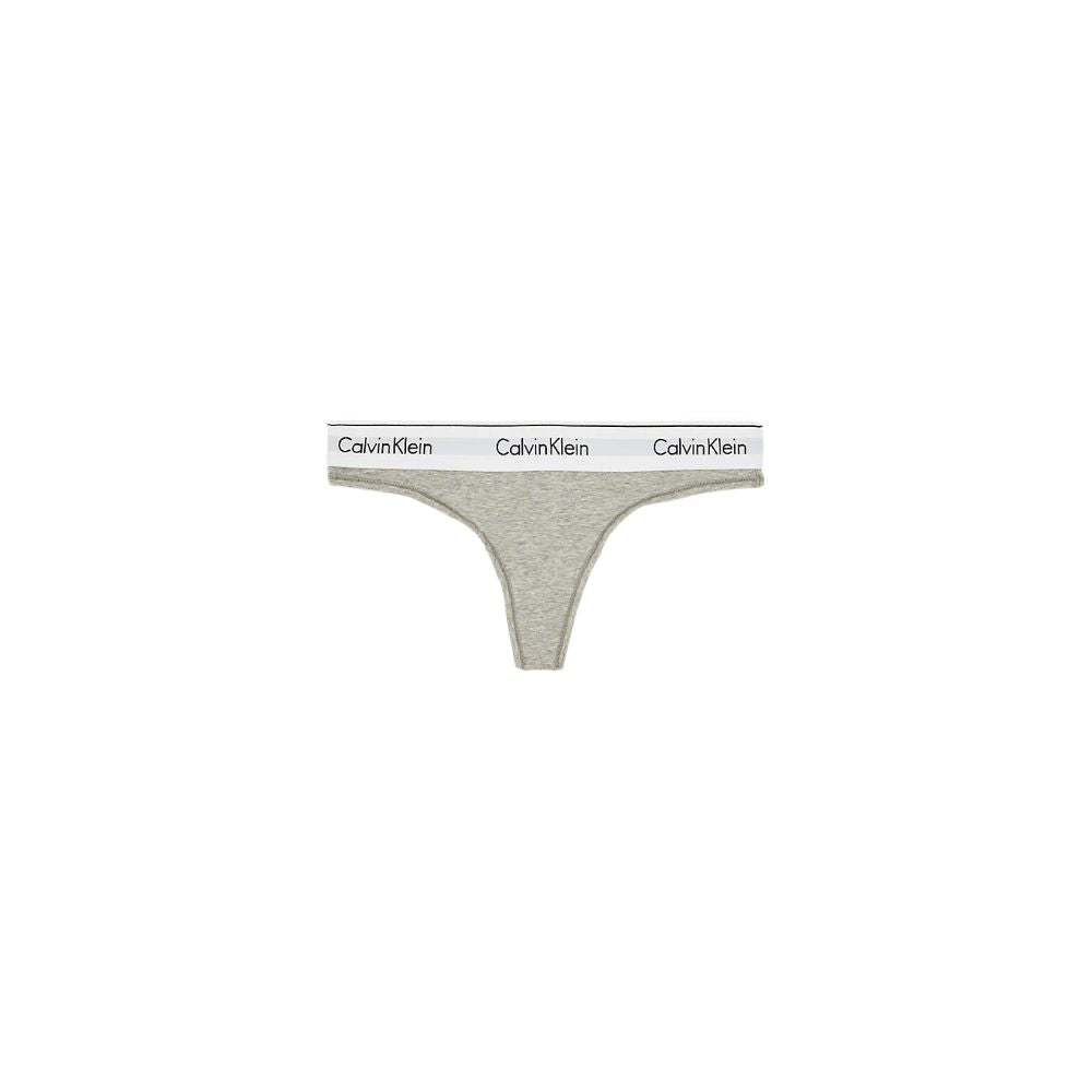 Calvin Klein gray cotton thong F3786E with logo waistband, comfortable everyday underwear, blend of cotton, Modal, elastane for perfect fit.