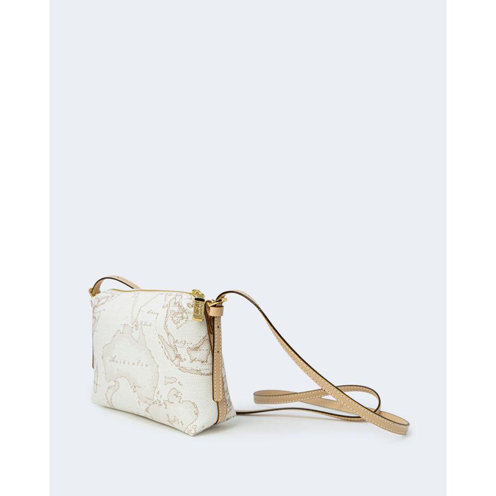 Alviero Martini Prima Classe white leather handbag for women, autumn/winter collection, side view with adjustable strap.