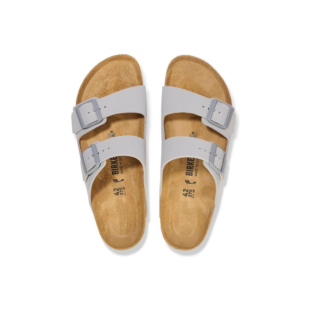 Birkenstock gray viscose men's sandals, spring/summer collection, featuring 4 cm heel height and comfortable double straps.