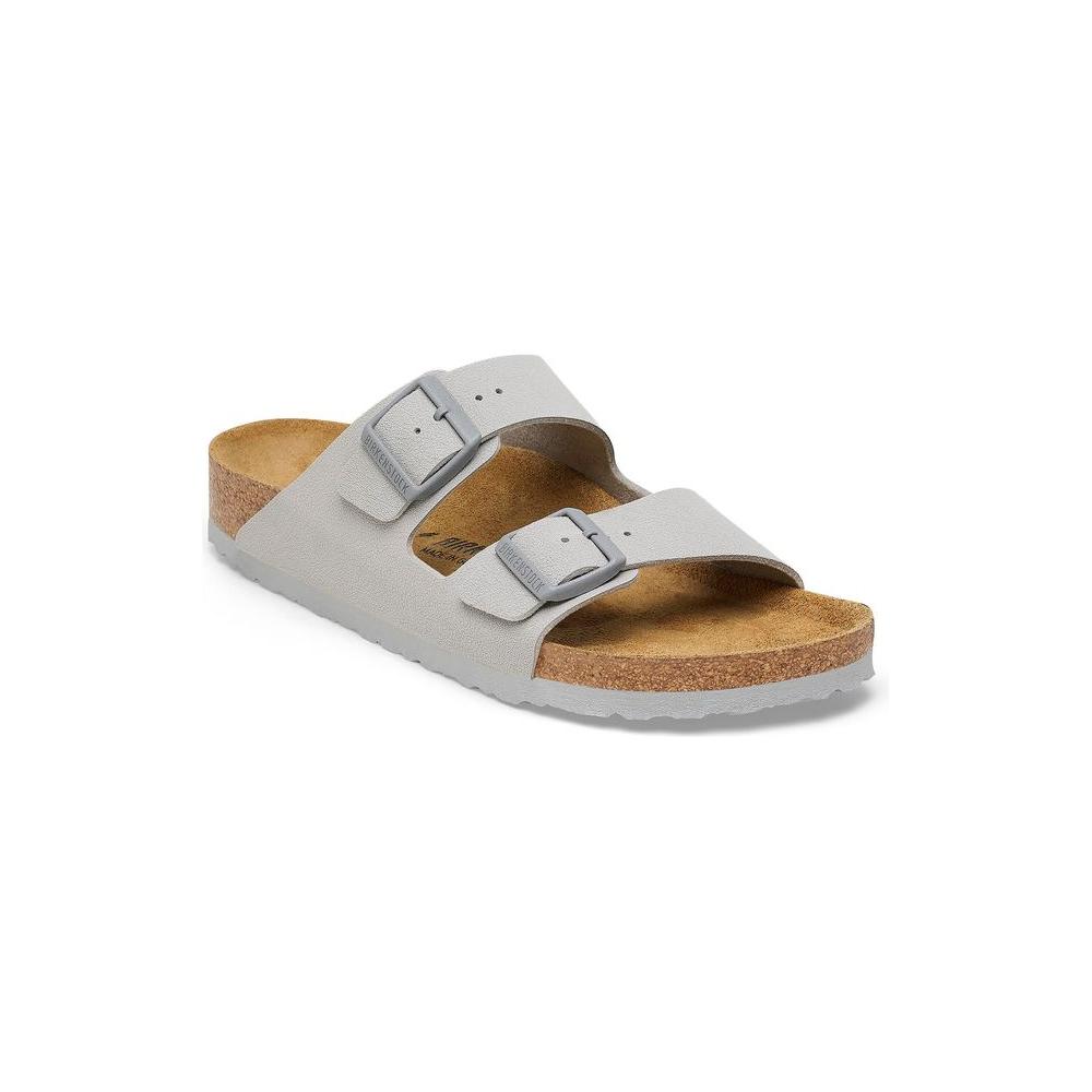 Birkenstock Gray Viscose Men's Sandal for Spring/Summer, featuring a 4cm heel height and two adjustable straps.