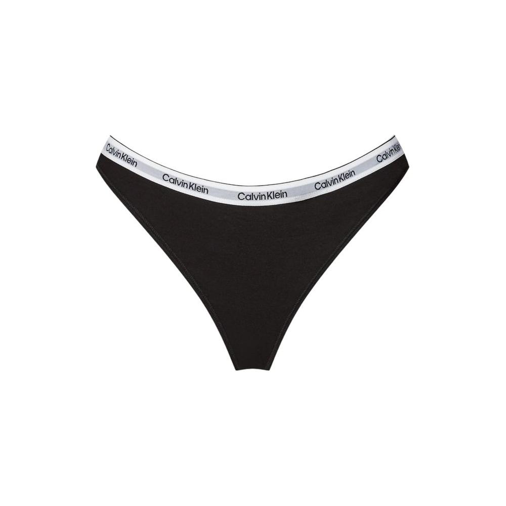 Calvin Klein gray cotton thong underwear with branded waistband, low-rise design for women, 3-pack set focus.