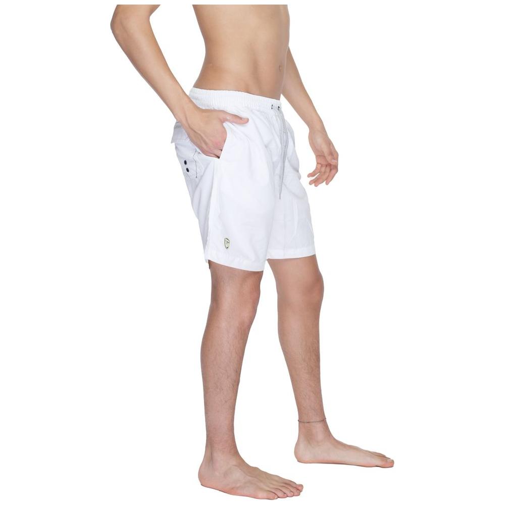 Side view of Blauer men's white swimwear made from 75% polyamide, 25% polyester, part of the Spring/Summer collection.