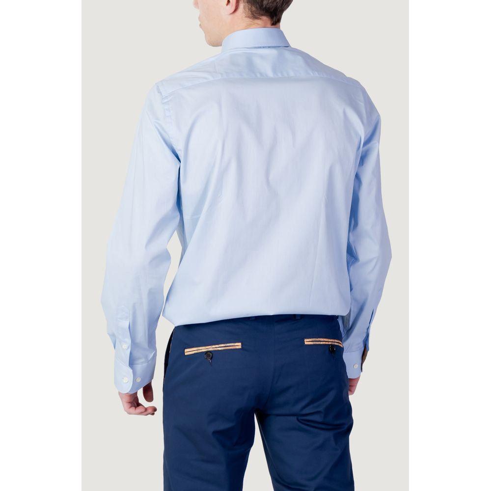 Alviero Martini Prima Classe Blue Cotton Shirt Alviero Martini Prima Classe Light Gray