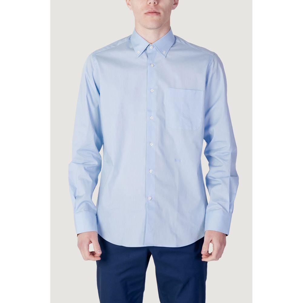 Alviero Martini Prima Classe Blue Cotton Shirt Alviero Martini Prima Classe Light Gray