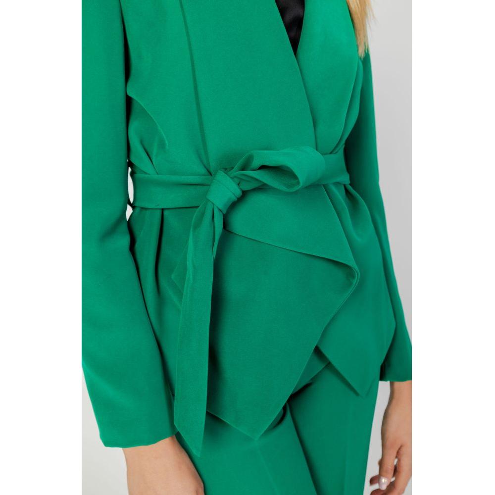 Women's Sandro Ferrone green polyester blazer suit, autumn/winter collection, featuring a stylish belted waist design.