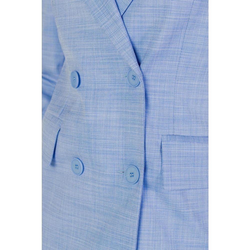 Women's Sandro Ferrone blue viscose blazer, spring/summer collection, featuring a double-breasted design with button details.
