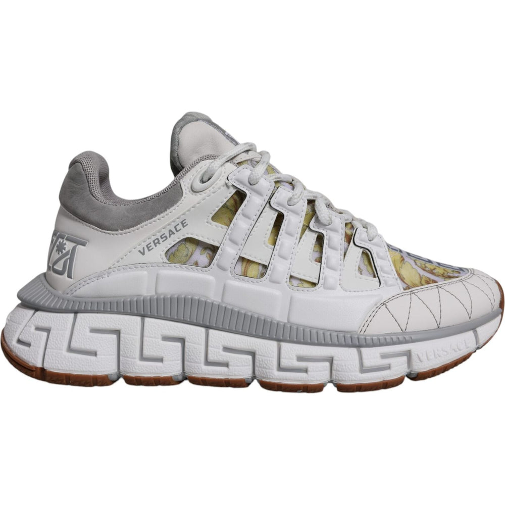 Versace White Trigreca Barocco Print Low Top Sneakers Shoes MV6393-36