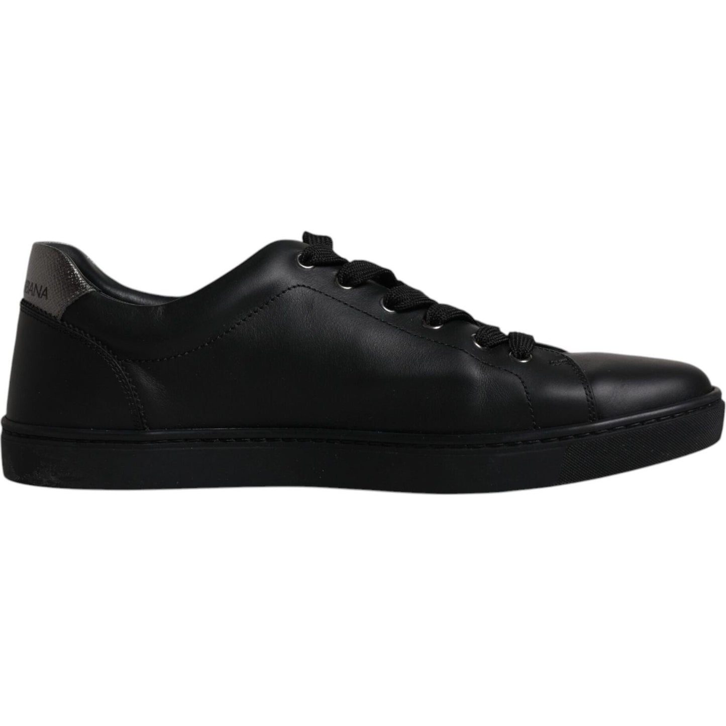 Dolce & Gabbana Black Leather London Heart Men Sneakers Shoes MV6465-44