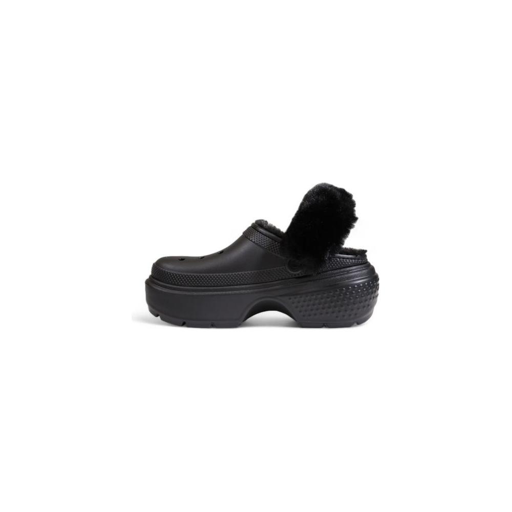 Black Crocs Stomp Lined Clog Sandal with Synthetic Material and Slip-Resistant Sole, Side View