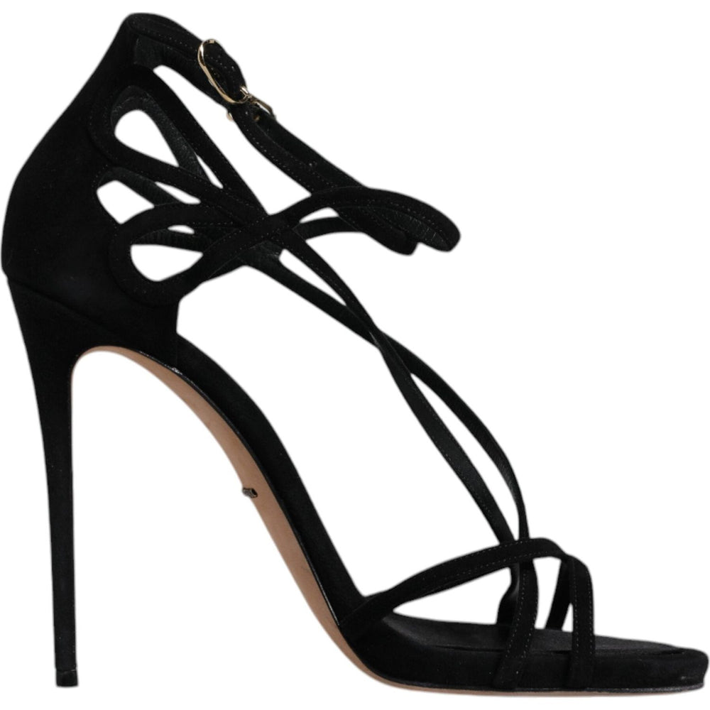 Dolce & Gabbana Dolce & Gabbana Black Suede Ankle Strap Heels Sandals Shoes LA12031-39