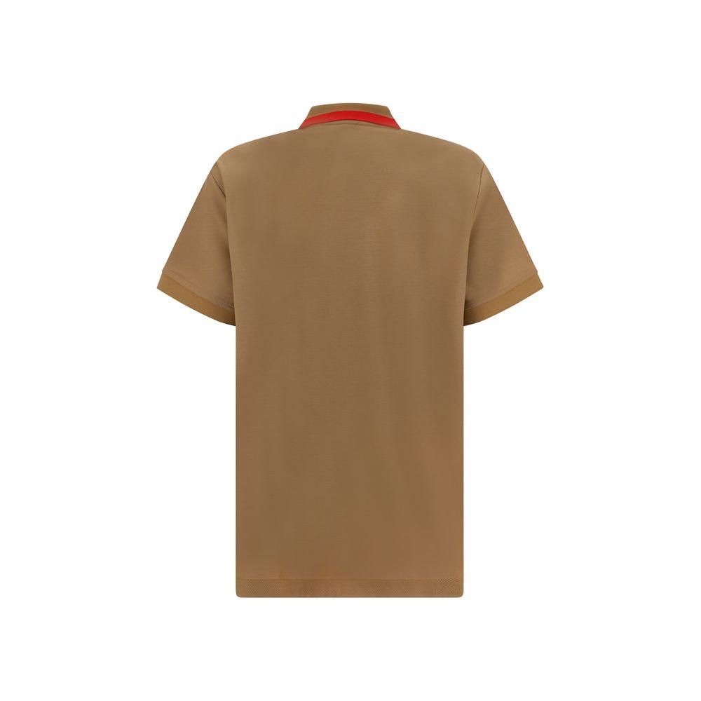 Back view of Burberry Edney Polo Shirt in cotton with contrasting collar and tone-on-tone buttons, featuring a regular fit and monochrome design.