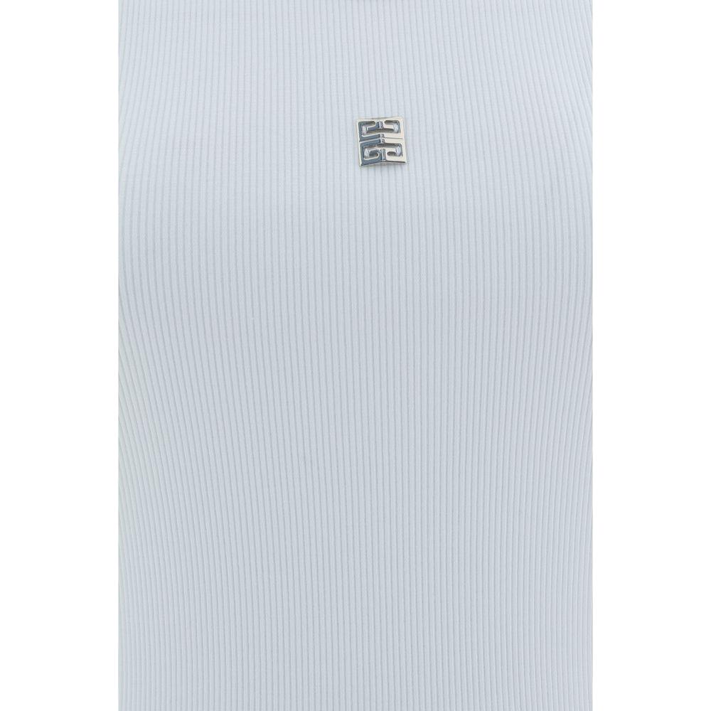 Givenchy cotton tank top with 4G logo plaque, ribbed design, round neckline, and monochrome style.