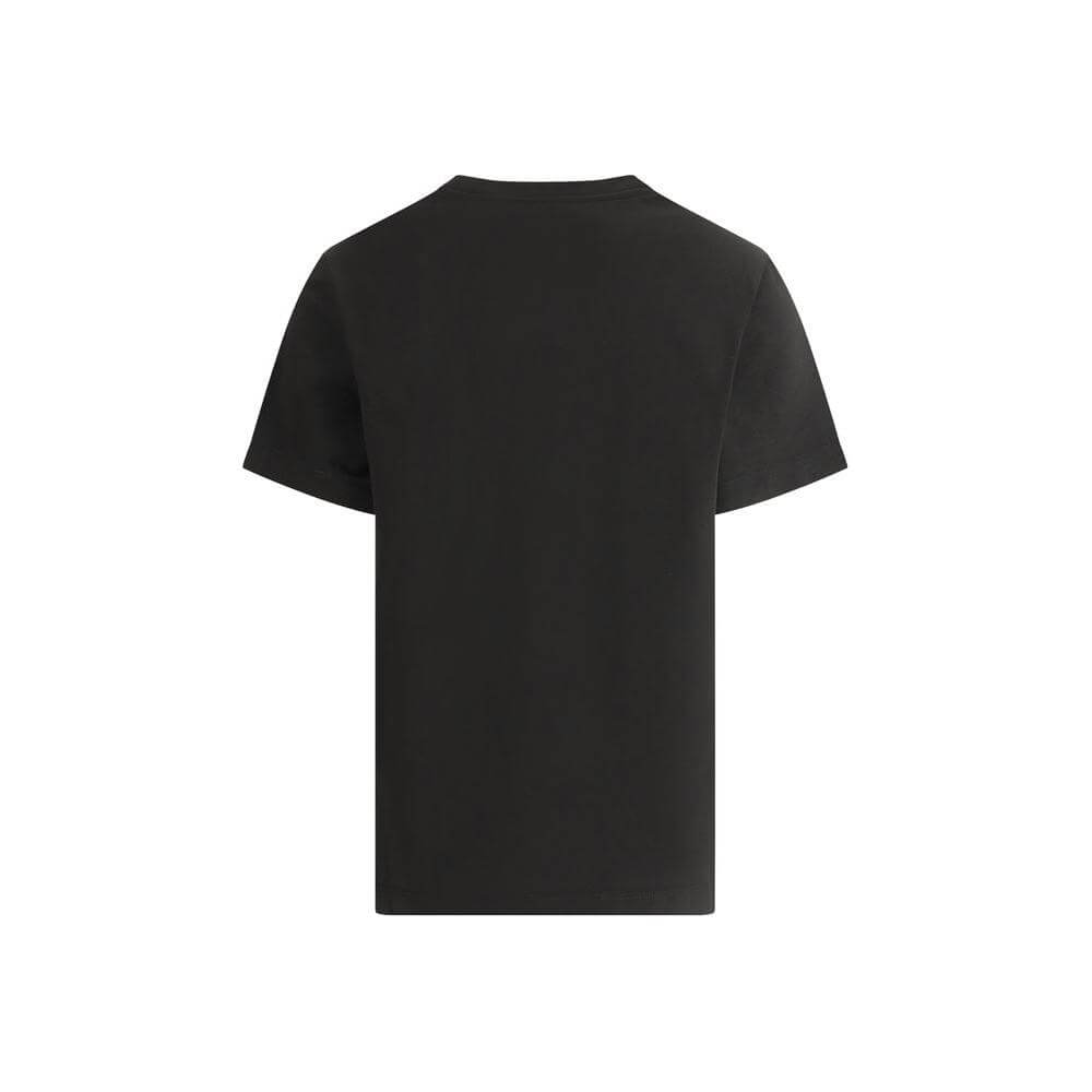 Kenzo cotton T-shirt in monochrome, featuring ribbed crew neck and brand monogram print, back view, regular fit.