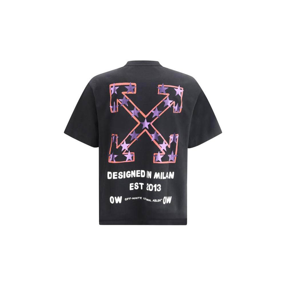 Off-White Star Arrow Skate T-Shirt featuring iconic maxi print and ribbed crew neck for minimalist style and comfort.