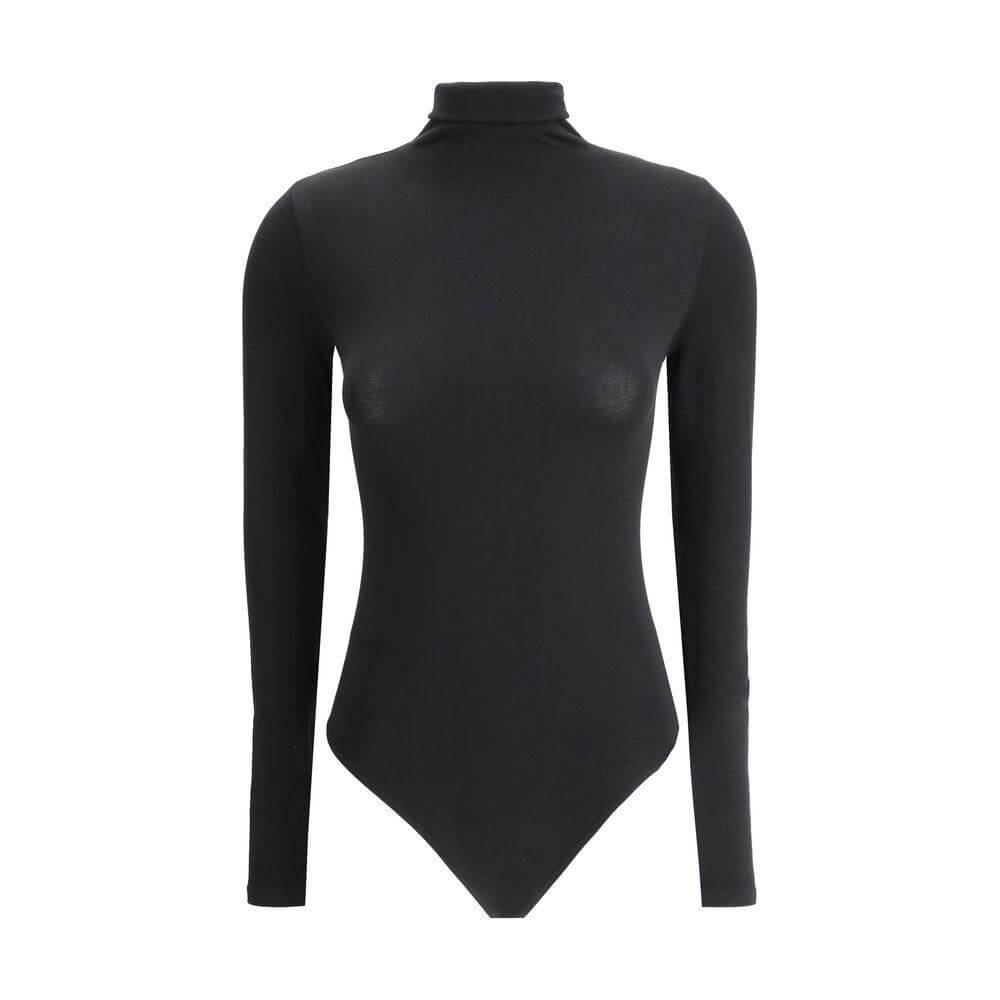 Wolford Colorado Bodysuit in black, long-sleeved, high neck, slim fit, monochrome style.