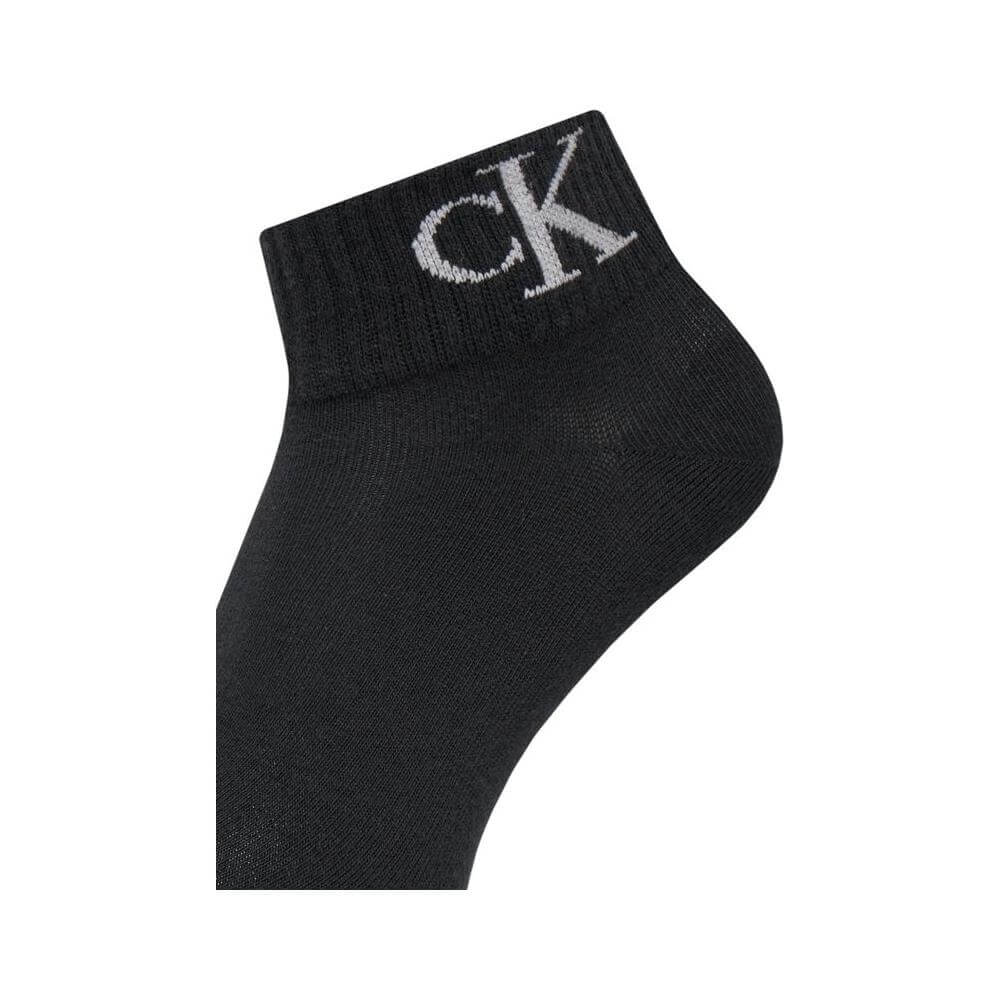 Calvin Klein Jeans black cotton ankle sock, featuring CK logo, from fall/winter collection, made with cotton, polyester, elastane blend.