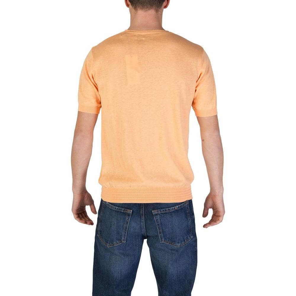 Back view of Hamaki-Ho orange cotton t-shirt for men, part of the fall/winter collection, perfect for casual wear, 100% cotton.